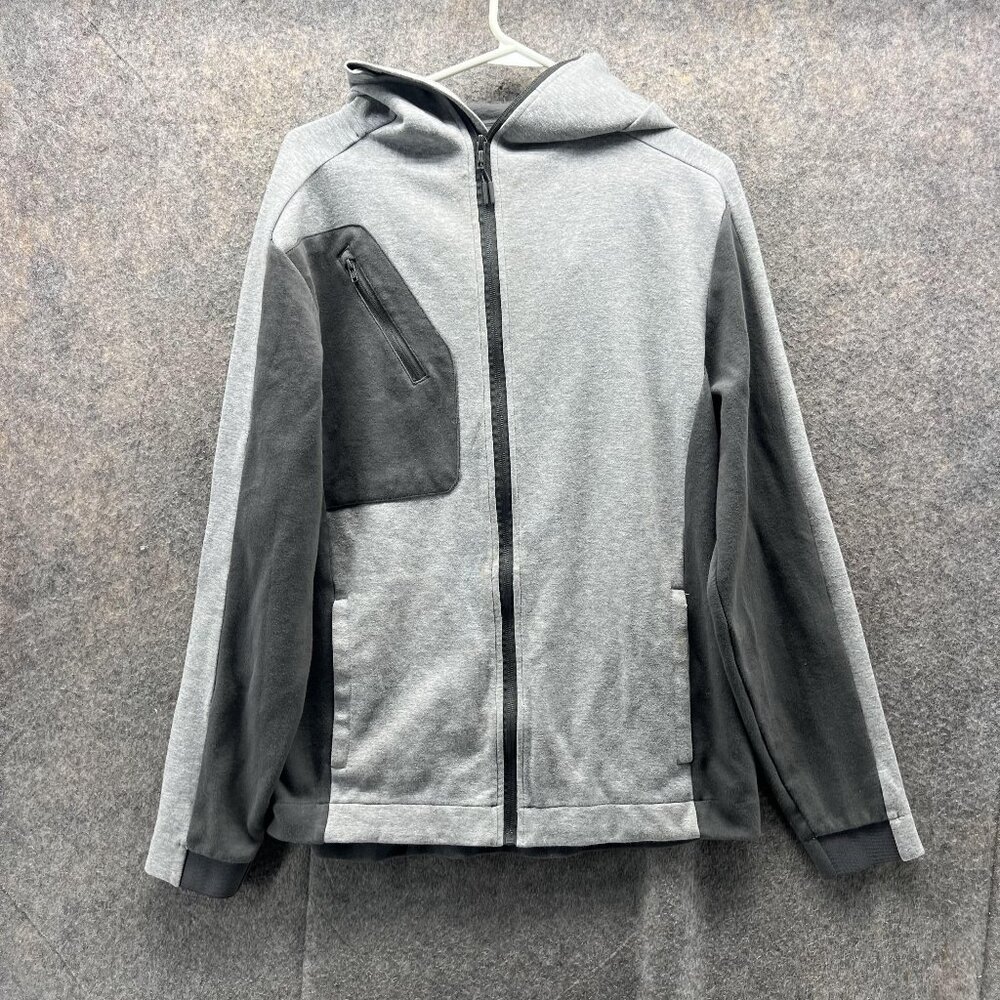 Levelwear Sweater Medium Adult Gray Fleece Jacket Full Zip Hooded Cotton
